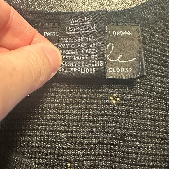 Vintage Suzelle Sweater Tank Size L Wool Blend Black Gold Studded Scoop Neck - Picture 5 of 7